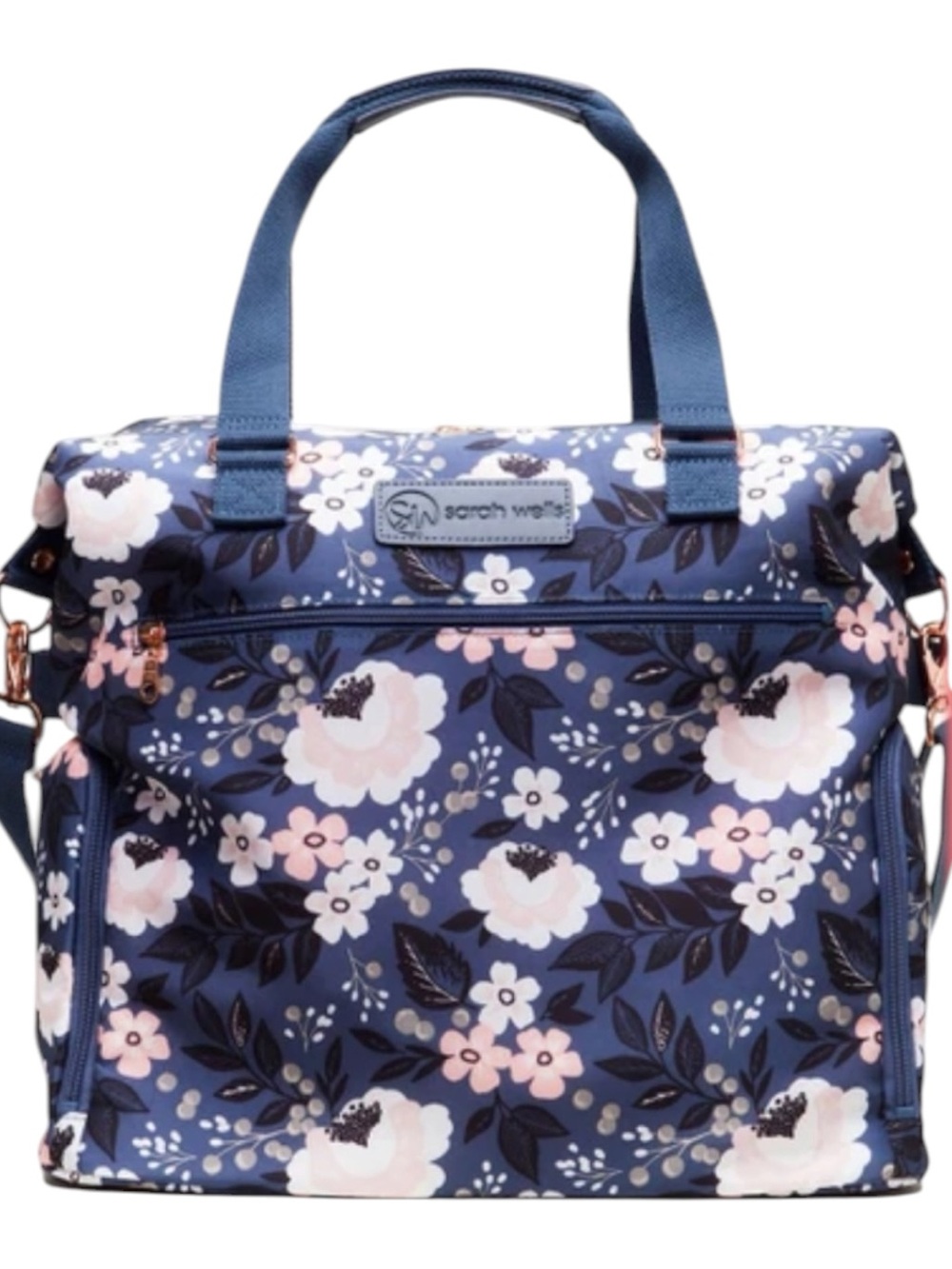 Sarah Wells “Le floral “ Lizzy Breast pump bag / diaper bag loads of pockets .